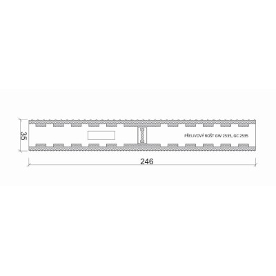 Přelivový roll-rošt pro veřejné bazény - Barevný - šířka 246 mm, výška 35 mm (43 ks/m)